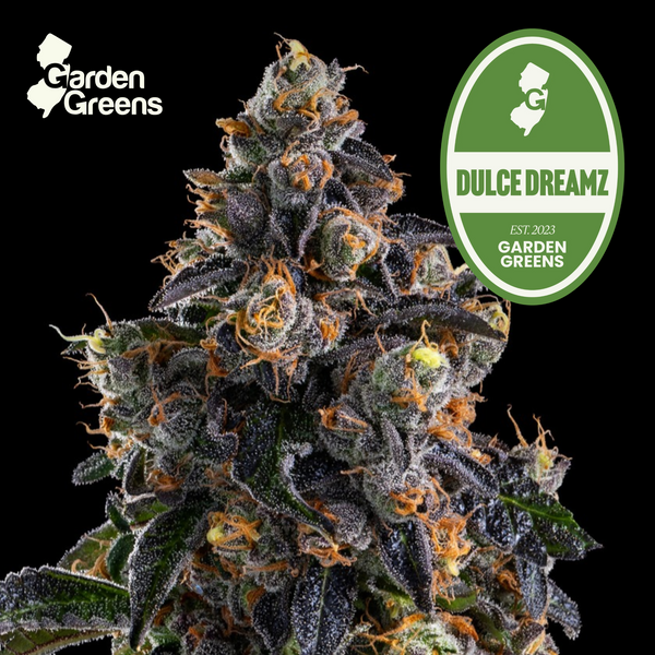 Dulce Dreamz flower with its strain badge