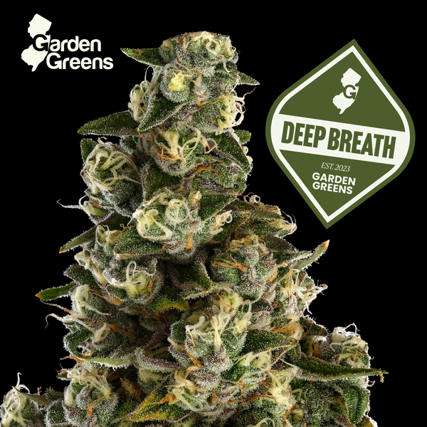 Deep Breath flower with its strain badge